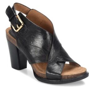 Womens 7 Sofft Cambria Leather Black Strappy Sandals Buttery Soft & Comfy!